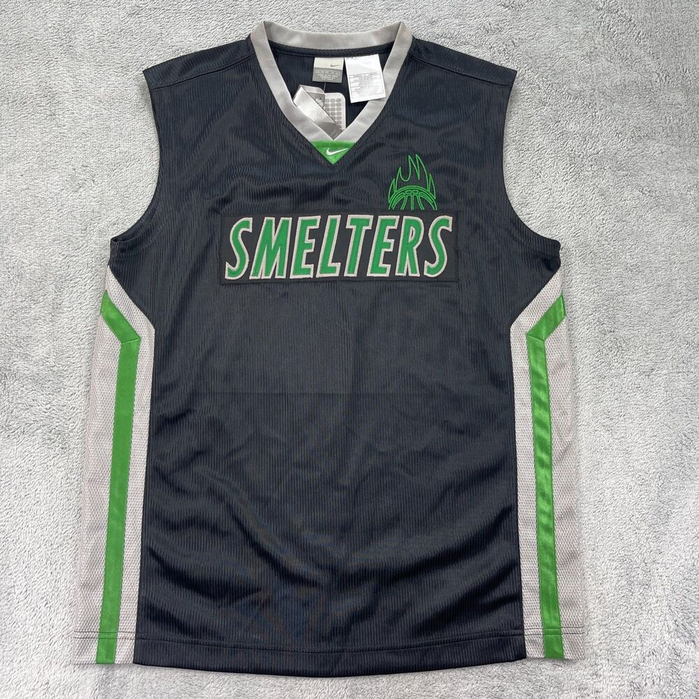 Vintage Nike Mount Vernon Smelters Basketball Jersey Boys XL 18-20 Black Flame